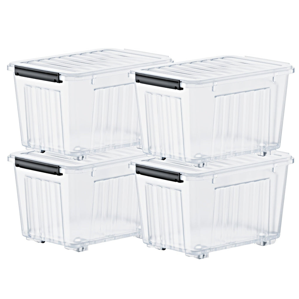Stackable 72- and 97-Quart Storage Bin Sets with Lids, Wheels, Three Colors and 4- or 6-Pack Options — image 1
