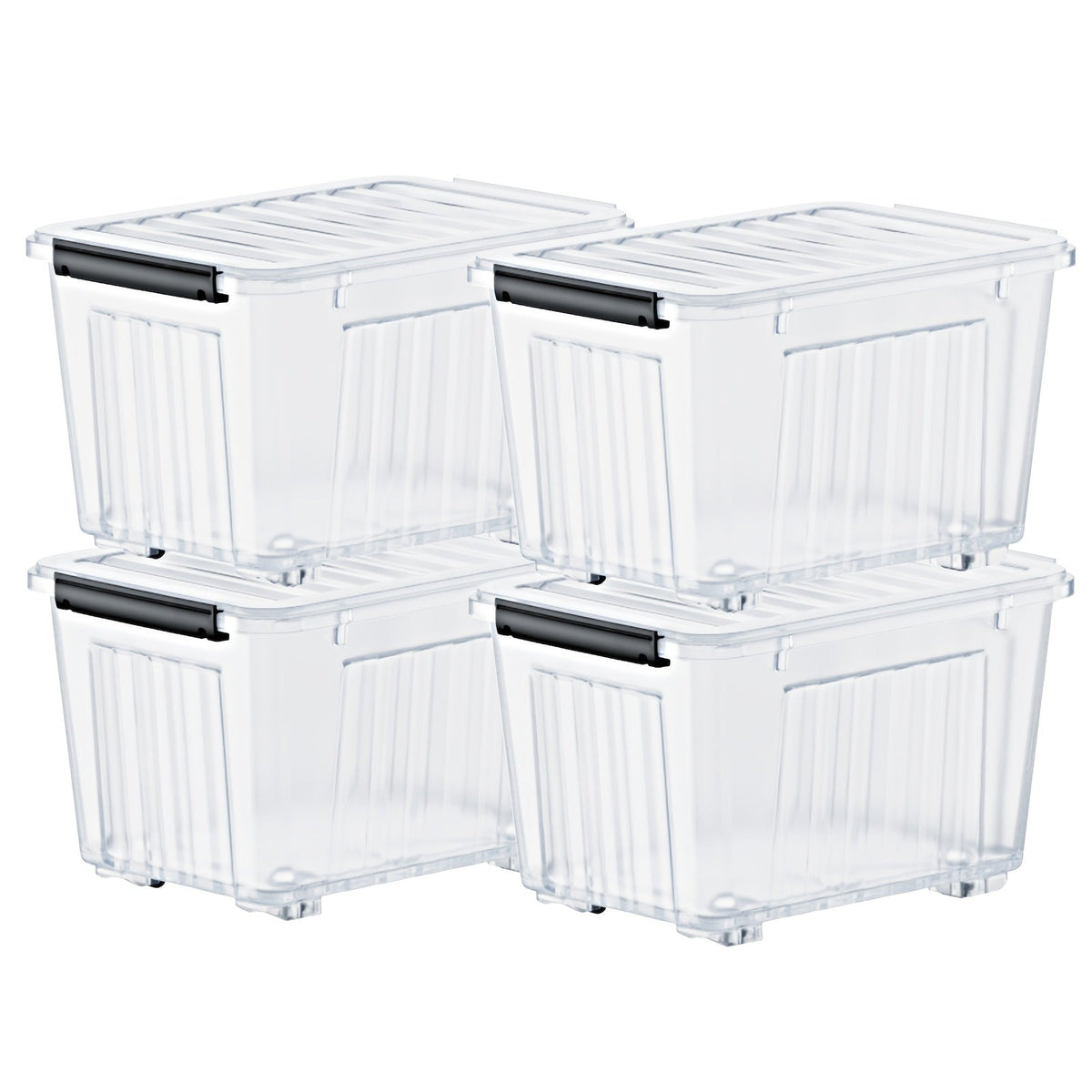 Stackable 72- and 97-Quart Storage Bin Sets with Lids, Wheels, Three Colors and 4- or 6-Pack Options — image 1