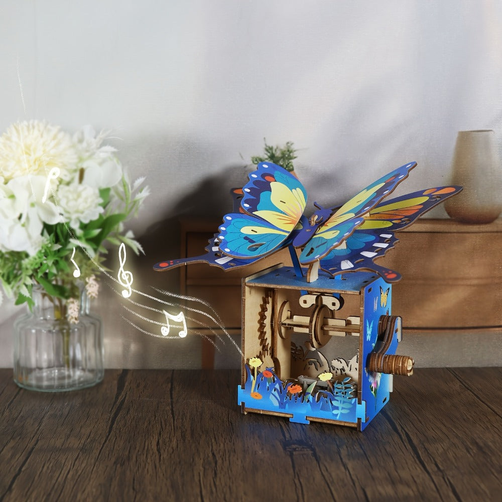 Wooden Butterfly Music Box Model Kit with Colour Butterfly or Natural Butterfly Music Box Checkout Options — image 12