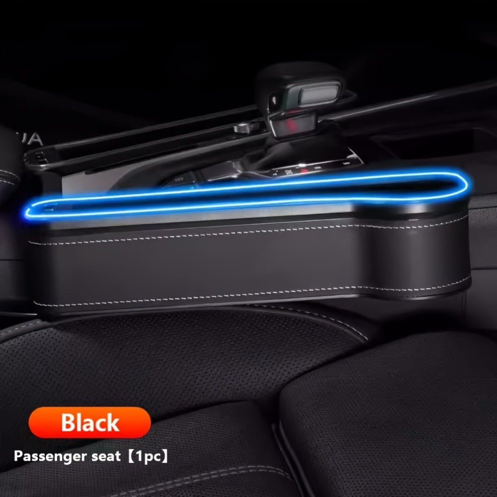 Black Lighted Seat-Gap Car Organizer with Phone Slot, USB Ports and Driver, Passenger or Pair Options — image 6