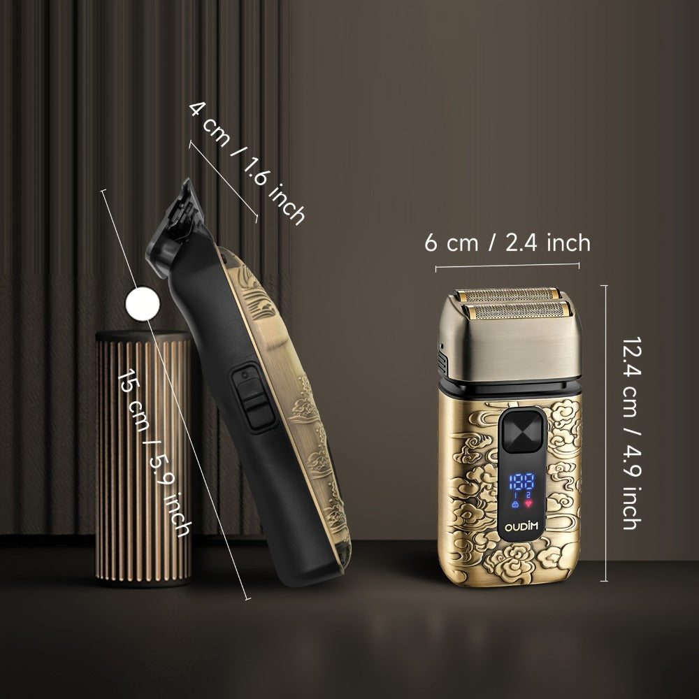 Cordless Electric Foil Shaver Grooming Kit for Men with Barber Shears Beard Mustache Trimmer Bald Head Razor Haircutting Set 