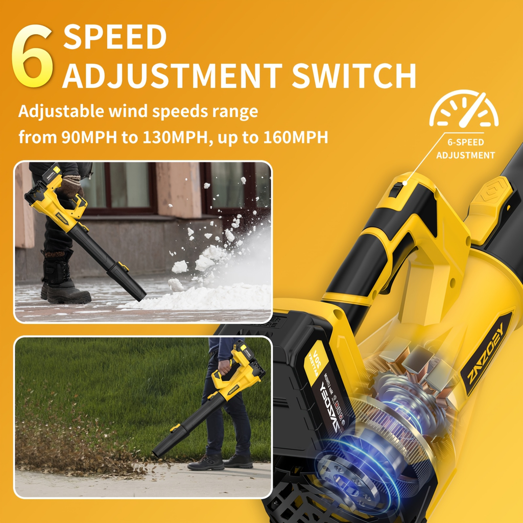Cordless Leaf Blower 580CFM 160MPH, 40V Brushless Motor, 4.0Ah Battery, 6-Speed, Extension Nozzle — image 6