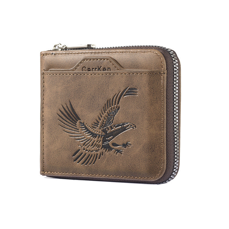Short Retro Embossed New Horizontal Men's Wallet