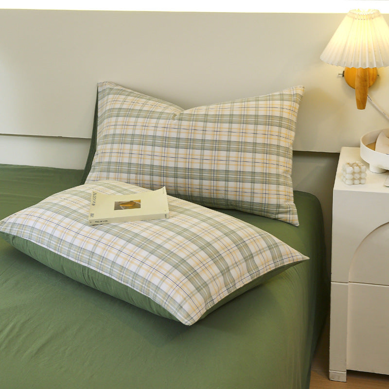 Washed Cotton Pillowcase Yarn-dyed Double-piece Types A And B Single Pillowcase