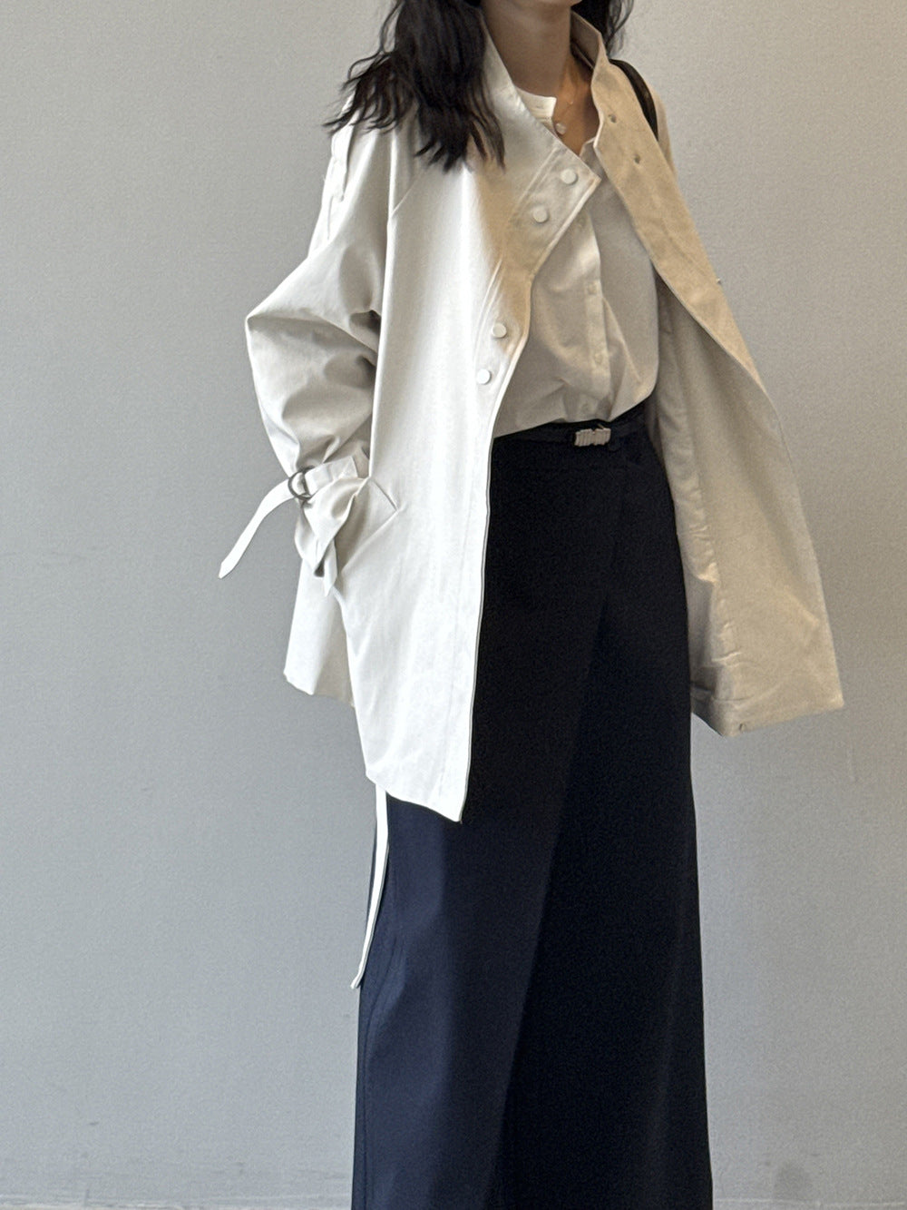 Stand Collar Trench Coat For Women Loose Casual Jacket