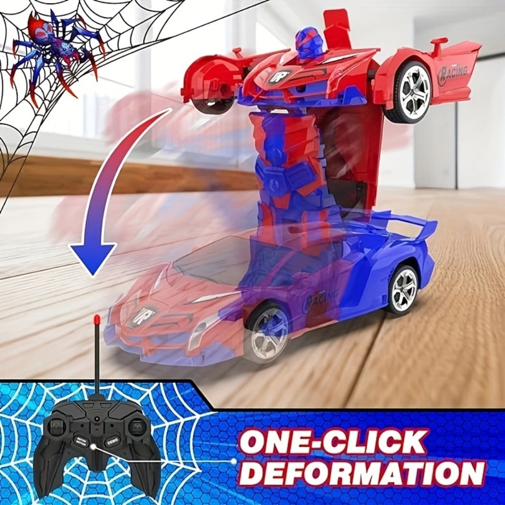 Spider Robot RC Car for Kids 1:18 with LED Lights, One-Button Transform Police Car Stunt Toy — image 5