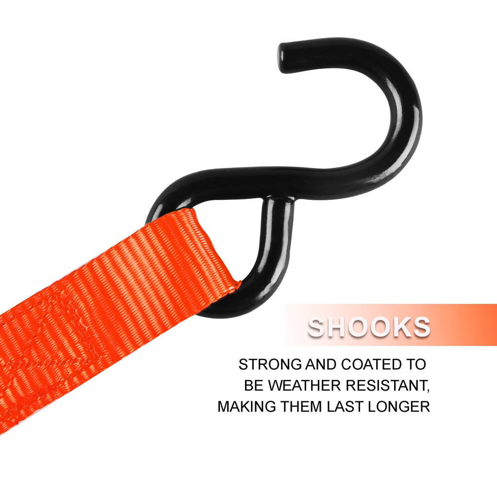 Ratchet Tie Down Straps 4-Pack 15FT 1, 500 lb Break Strength Heavy Duty with Soft Loops & Storage Bag – High-Visibility Webbi