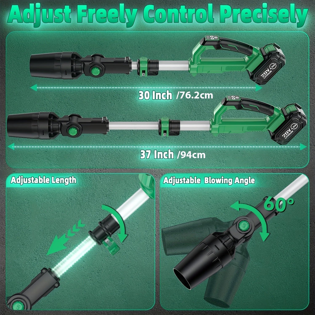 KIMO 20V Cordless Leaf Blower with Telescoping Tube, Three-Speed Label, Charger and One- or Two-Battery 4000mAh Sets — image 
