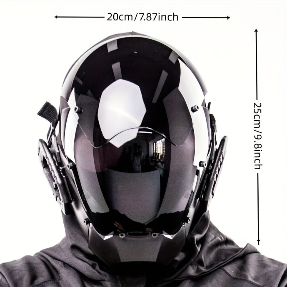Mechanical Cyberpunk Mask Black, Futuristic Sci-Fi Half Face Costume Prop for Halloween Cosplay, Rave Bar Club Party — image 