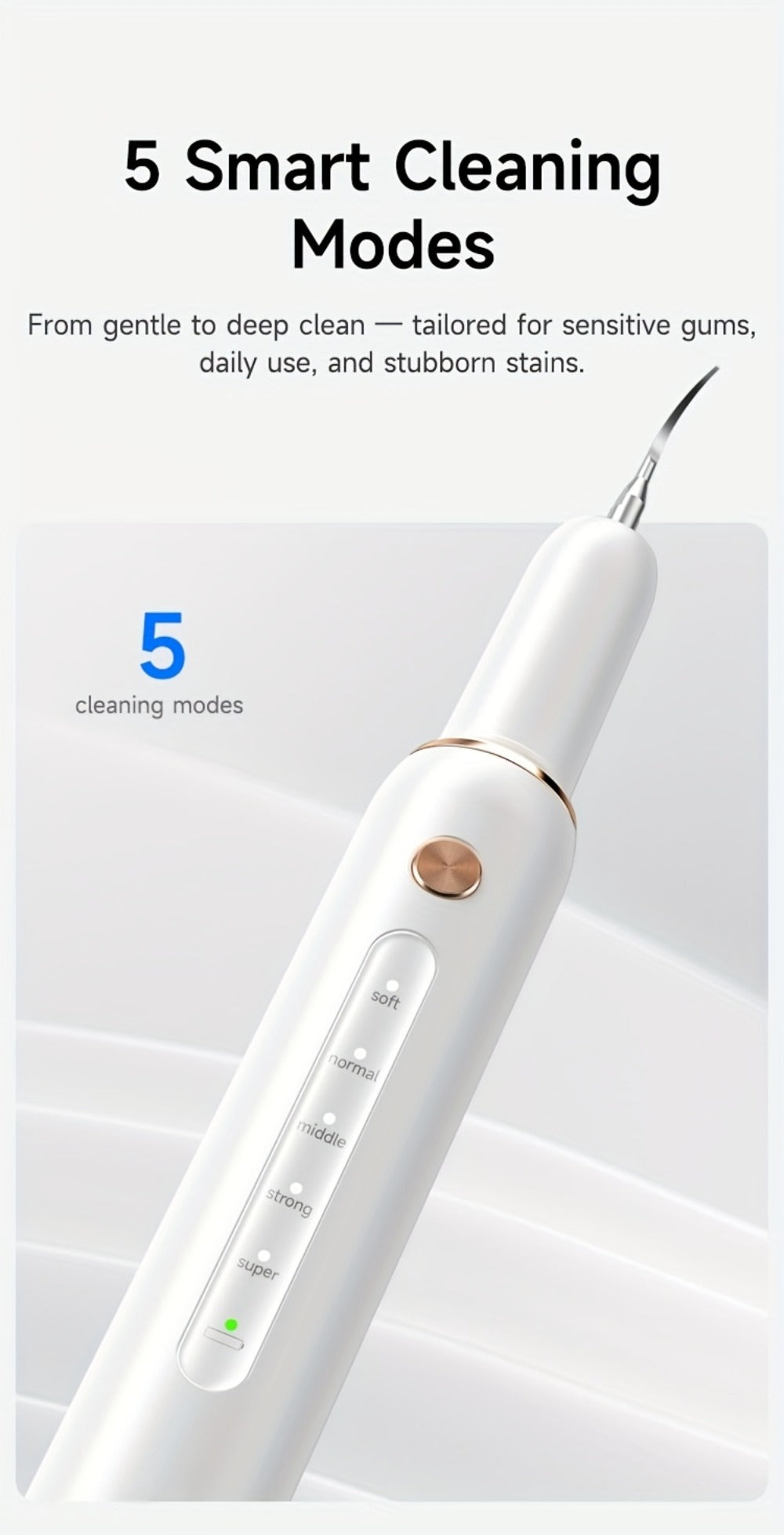 Ultrasonic Tartar Remover Electric Tooth Cleaner 5-Speed IPX6 Waterproof USB Rechargeable Dental Scaler — image 15