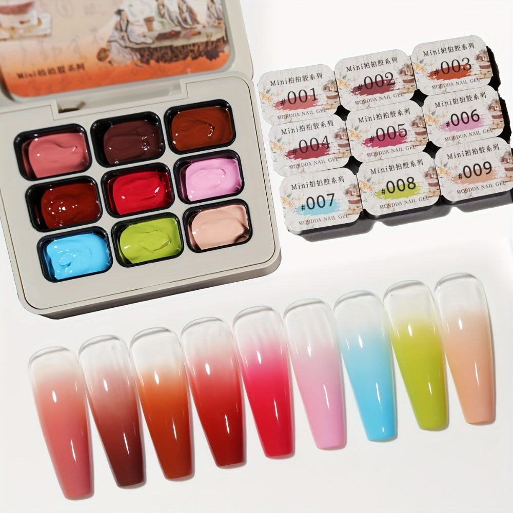 Gel Nail Polish Set 9 Colors Autumn Winter Gradient Collection, Firm Pat Glue Soak Off UV LED Gel Polish — image 1