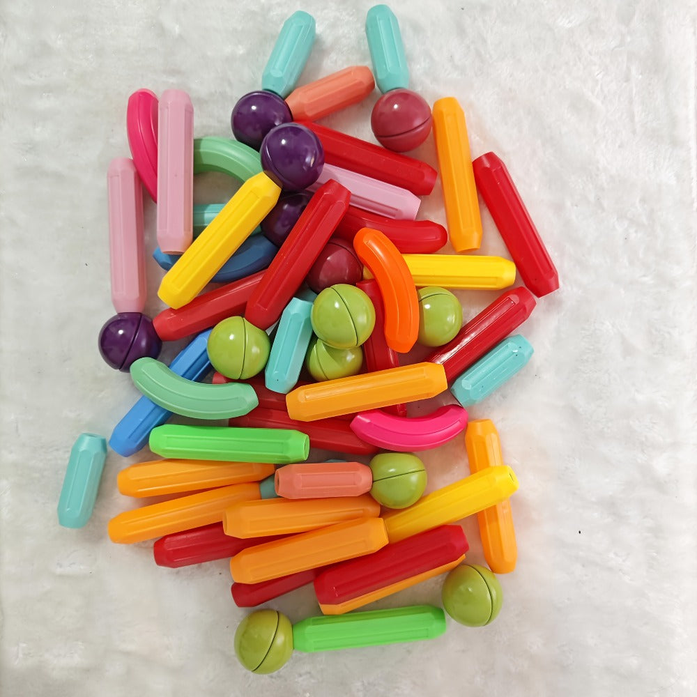 Magnetic Stick and Ball Building Set in 28-Piece or 58-Piece Multicolor Options for Pictured 3D Shapes — image 9