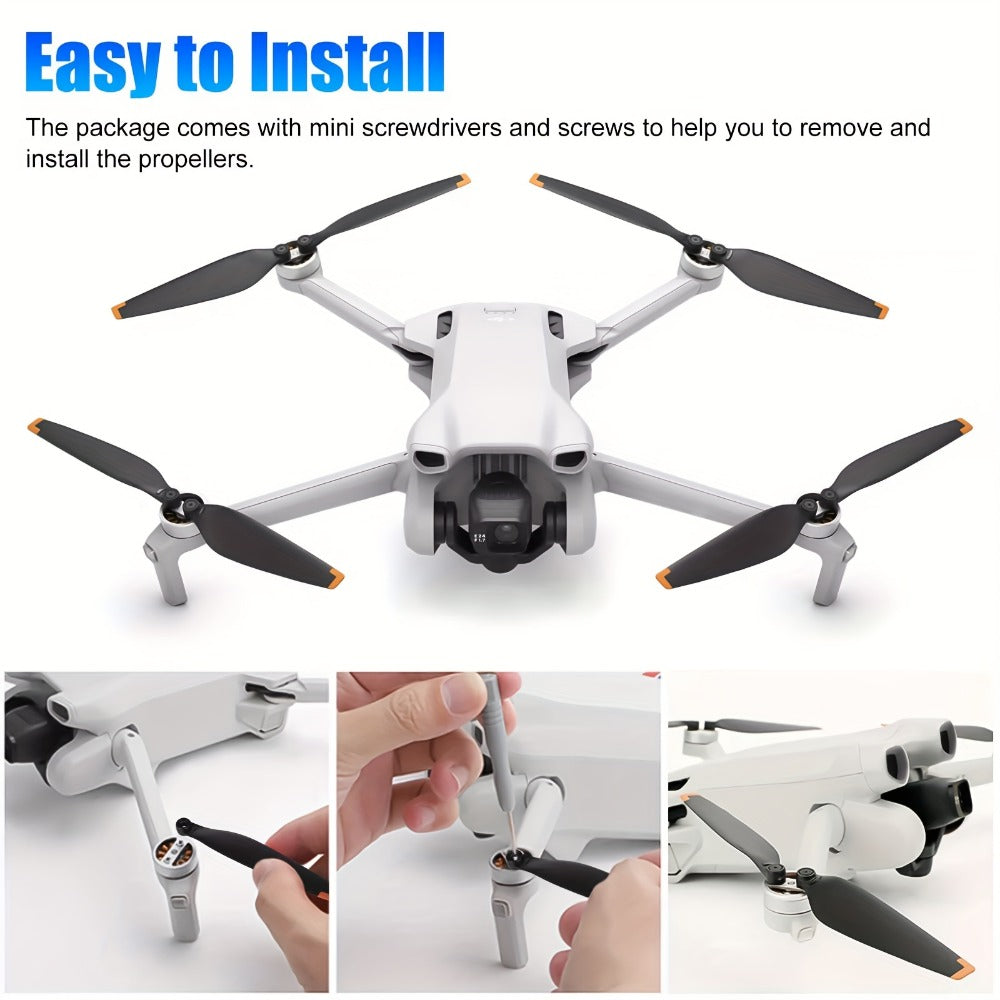 DJI Mini 3 Replacement Propellers 16pcs, Low-Noise Quick-Release Drone Blades Upgrade Kit with Screws & Screwdrivers — image 