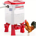 Hose-Connected Automatic Poultry Waterer with Float Valve, Four Cups and Red or Teal Color Options — image 2