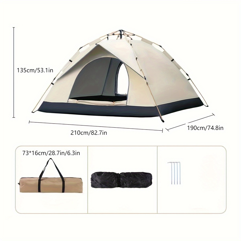 Camping Tent 4-Person Polyamide Pop-Up with Two Doors, Optional Windows and Small or Large Sizes — image 14