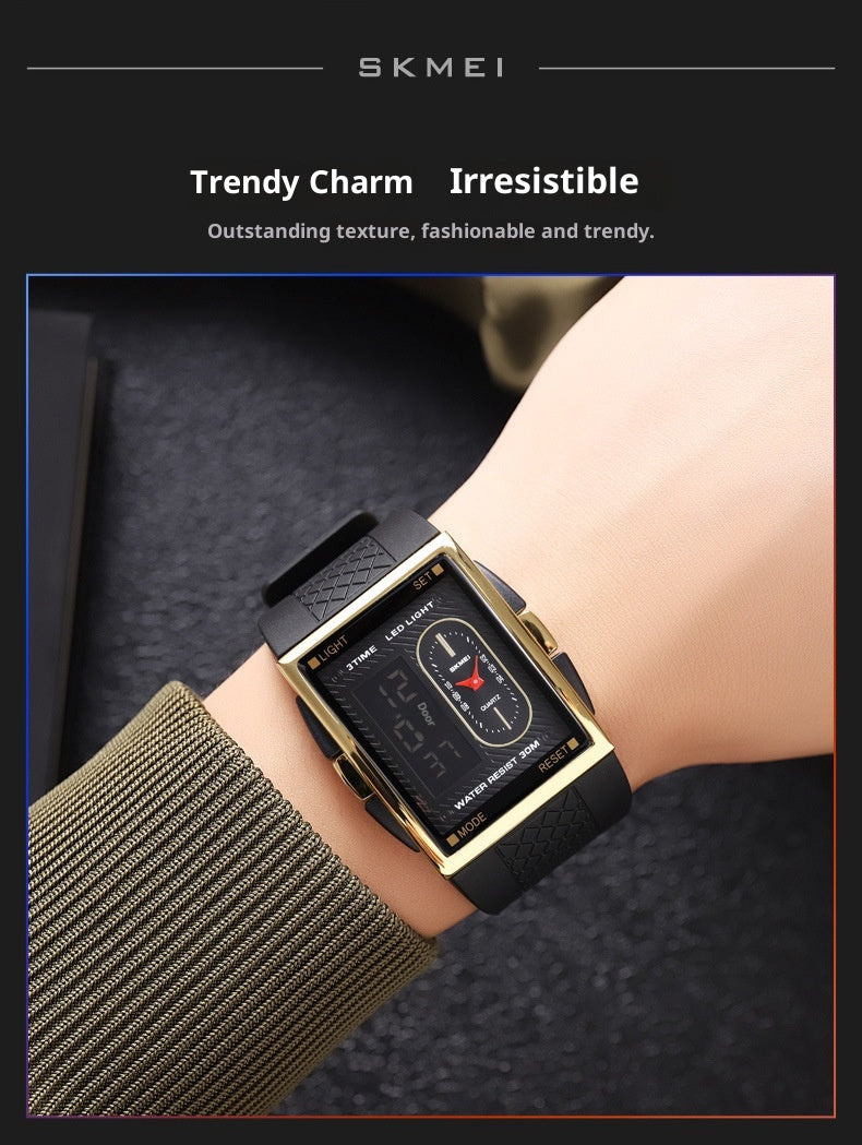 Simple Student Youth Fashion Trend Double Display Multi-functional Sports Waterproof Electronic Watch