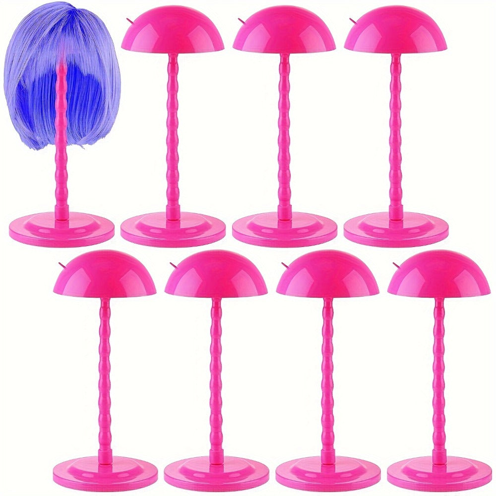 Portable Wig Stand Set, Eight 13.8-Inch Detachable Holders in White, Rose Red or Black for Display — image 2