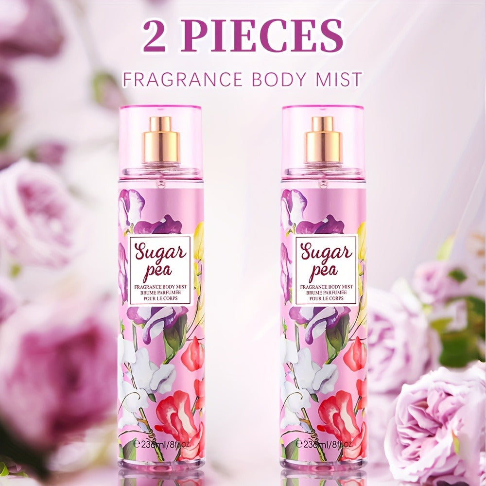 Body & Hair Fragrance Mist for Women 2PCS Set - Perfume Spray 8 fl oz, Fruity Floral Scents Peach Pear Cherry Blossom — image