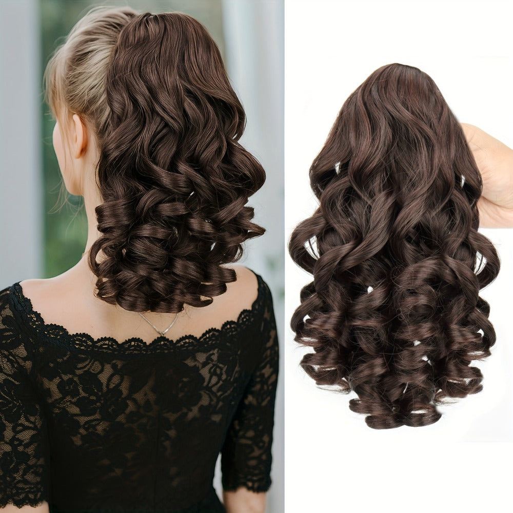 Hair Extensions Curly-Wave 14-Inch Synthetic Ponytail with Claw Clip and Four Color Style Options — image 4
