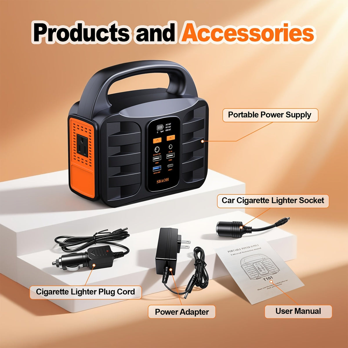 Portable Power Station 300W 296Wh – 13 Outputs, AC/USB-C PD100W/QC3.0/DC, LED Flashlight, for Camping, Road Trips — image 7