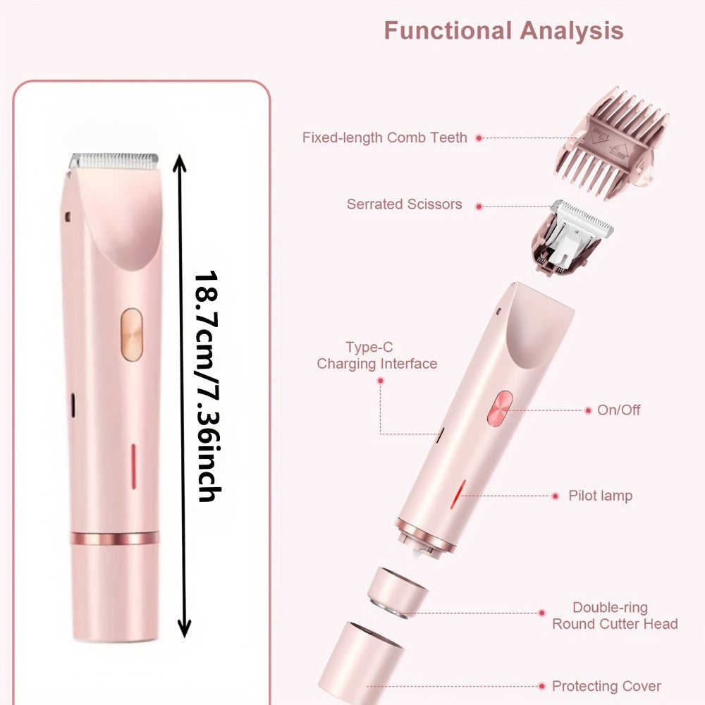 Two-Head Electric Hair Shaver with Foil and Rotary Attachments, Type-C Charging in Pink, Purple or Blue — image 7