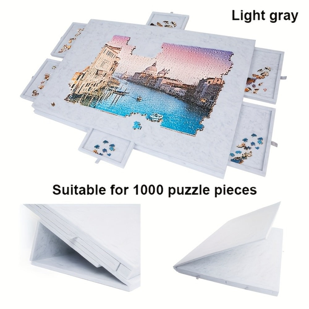Large Puzzle Board for 1000 Piece Puzzles with 6-Drawer Sorting System, Foldable Jigsaw Table with Built-In Stand — image 5