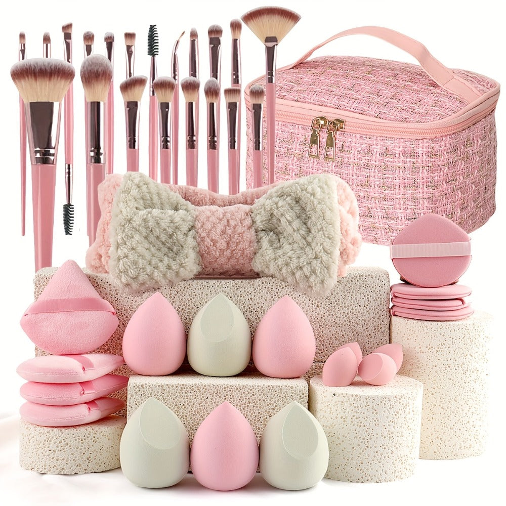 Makeup Brush Set, 41- or 47-Piece Synthetic Bristle Collection with Face Brushes, Eye Brushes, Sponges and Storage Bag — imag