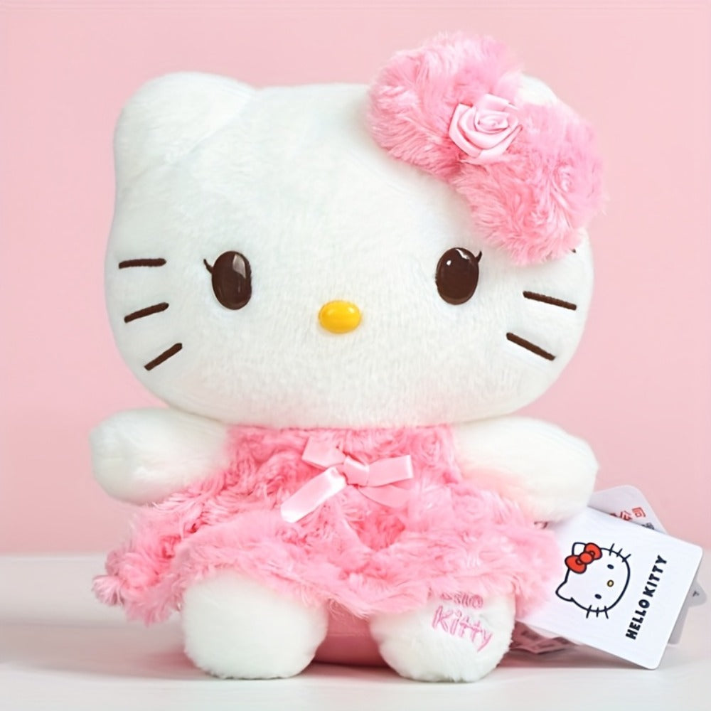 Plush Toy Bow-Wearing Cat Doll in 10-Inch Pink Rose Dress with Soft Fabric and One-Piece Option — image 8