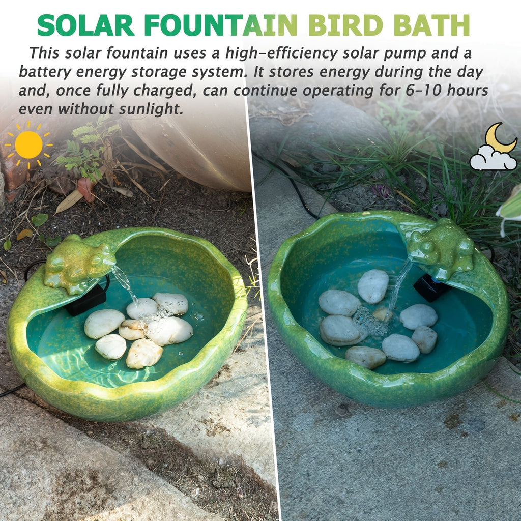Ceramic Solar Fountain with Battery Backup for Garden, Pathway and Patio Lighting, with the Listed Configuration — image 3