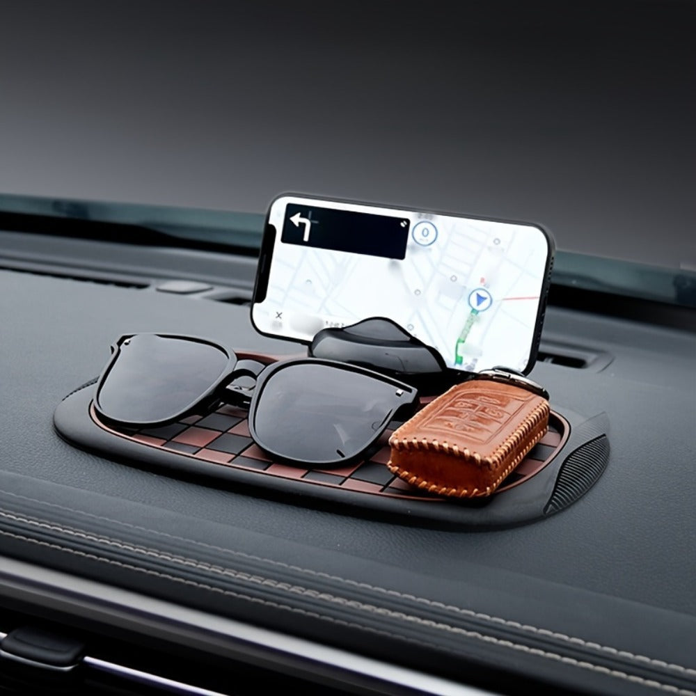 Car Dashboard Anti-Slip Pad with Phone Holder & Digital Number Plate Stickers – Multifunctional Non-Slip Dashboard Storage Ma