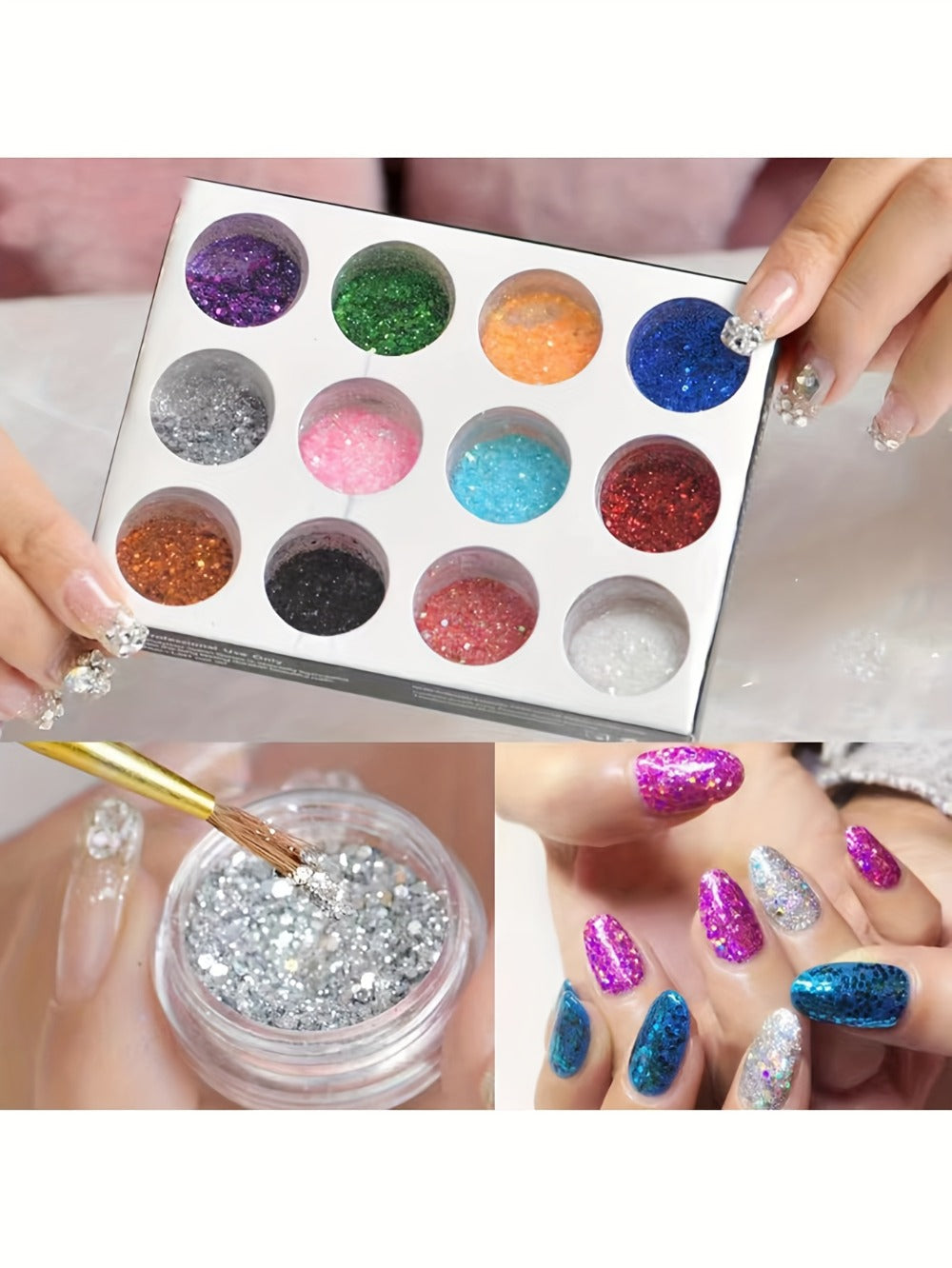 Acrylic Nail Kit 23-in-1 Complete Set with 12 Glitter Colors White & Pink Powder – DIY Nail Extension System No Glue No Liqui