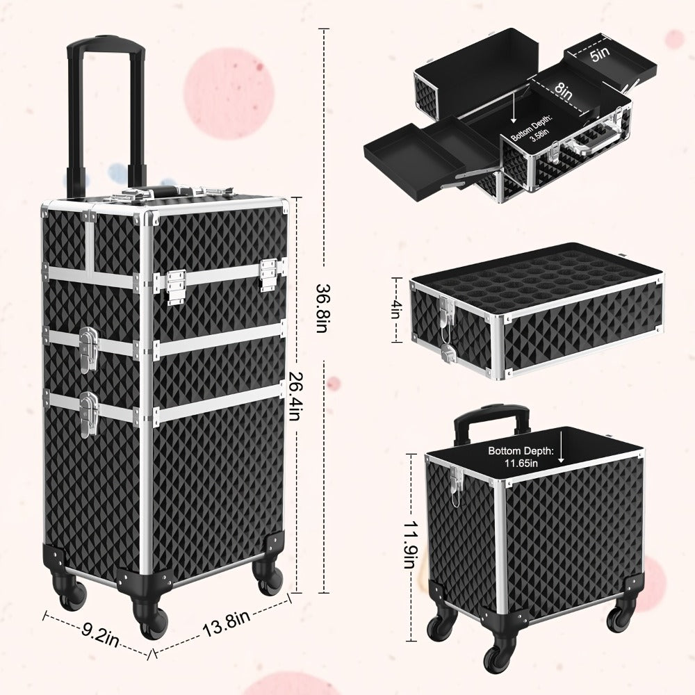 Makeup Train Case with Telescoping Handle in Black or Pink and Sponge Set — image 10