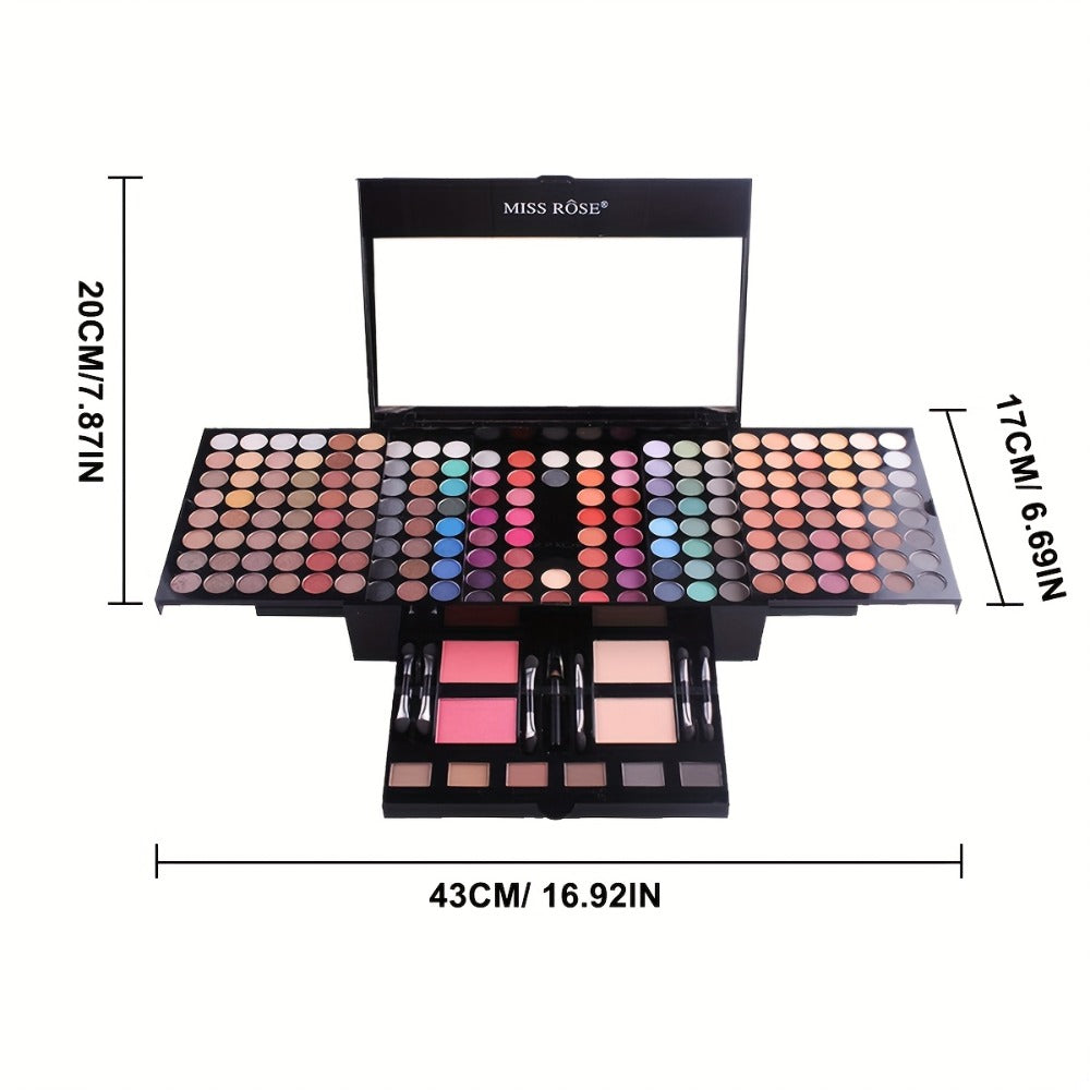 Makeup Kit 190-Color Fold-Out Face and Eye Palette with Center Mirror, 144 Eyeshadow Shades and Eight Brushes — image 10