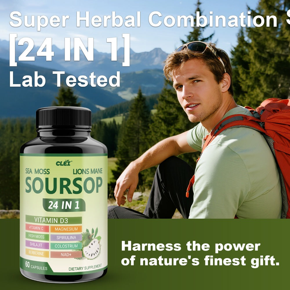 Herbal Supplement with CLEI Label, Soursop Graviola 24-in-1 Capsules, 60 Count, One or Two Bottles — image 13