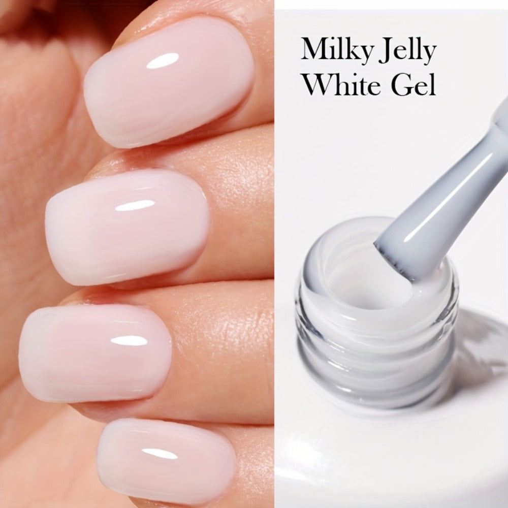 Gel Nail Polish in 10ml Translucent Jelly with 6 Milky, Snow-Glitter and Nude Shade Options — image 11