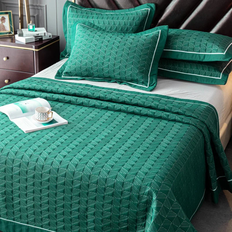 Quilted Padded Continental Bed Cover Three Piece Set