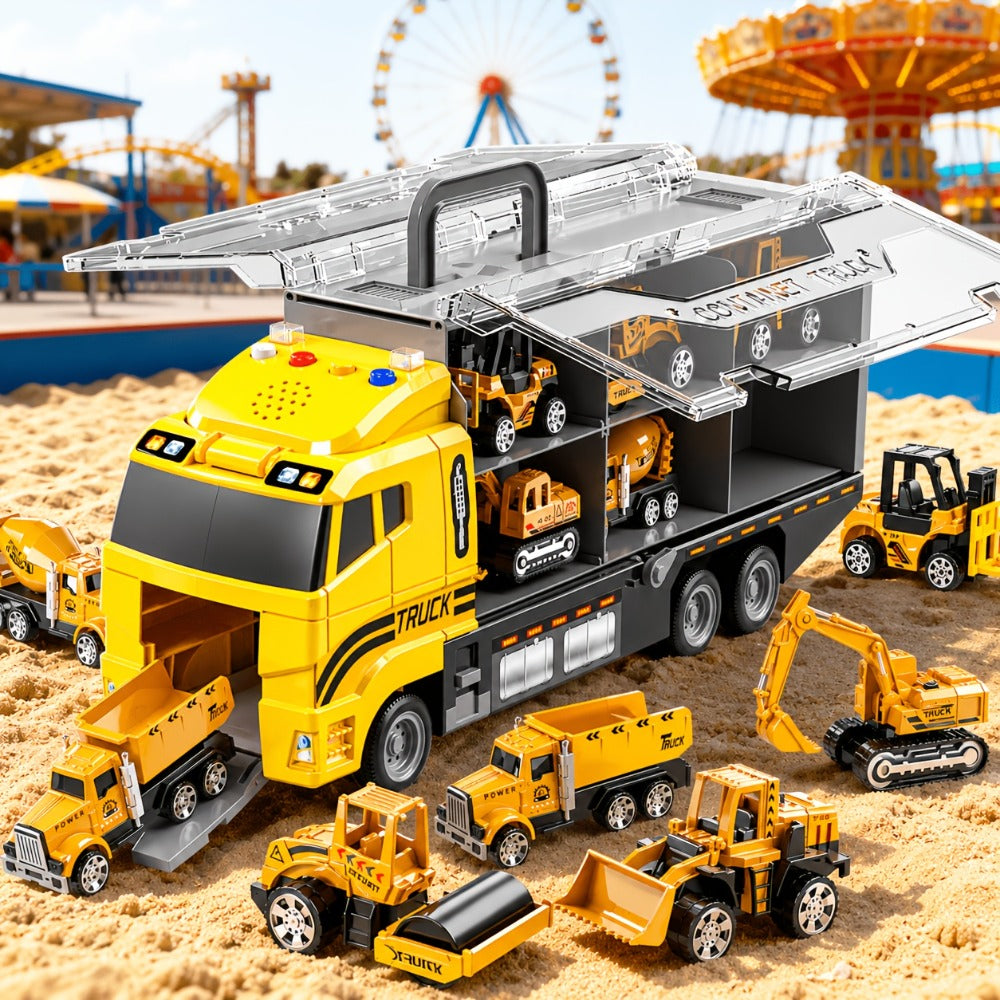 13-in-1 Construction Truck Vehicle Toy Set with Die-Cast Metal Cars & Play Mat with the Listed Color, Size or Set Options for