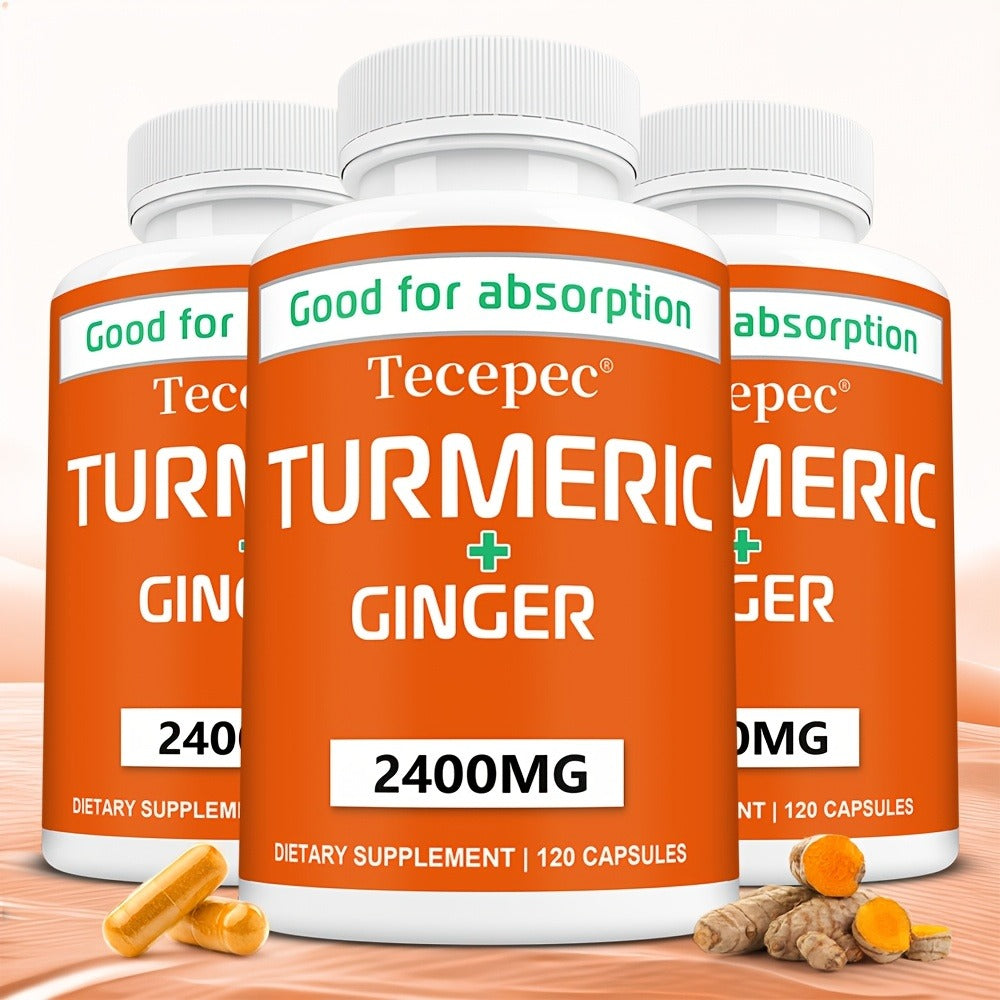 Herbal Supplement with Tecepec Label, Turmeric Ginger and Black Pepper 2400mg Capsules, 120 Count — image 1