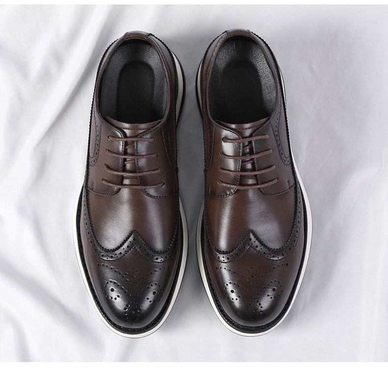 Ultra-fiber Thick-soled Trendy Men's Business Leather Shoes Comfortable And Casual