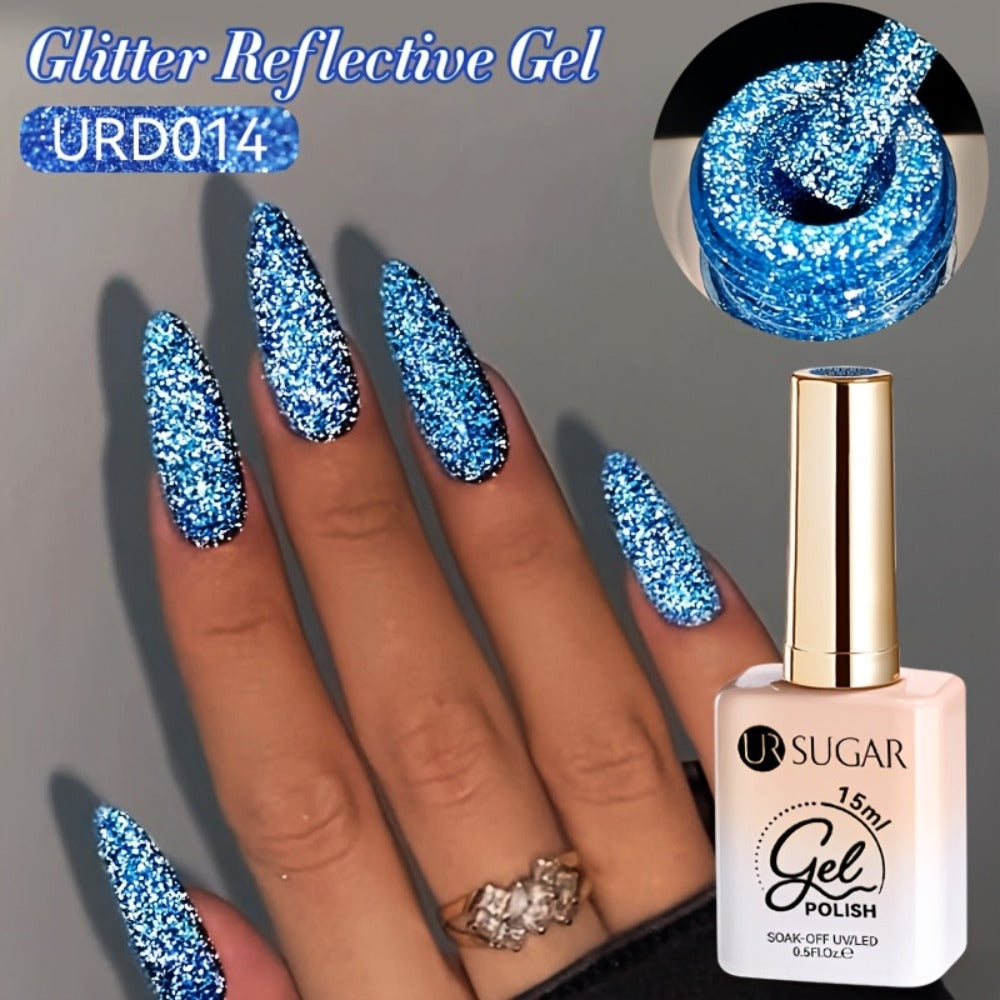 Gel Nail Polish UR SUGAR Reflective Glitter in 15ml with Fluorescent Neon Shimmer and UV/LED Soak-Off Cure — image 2