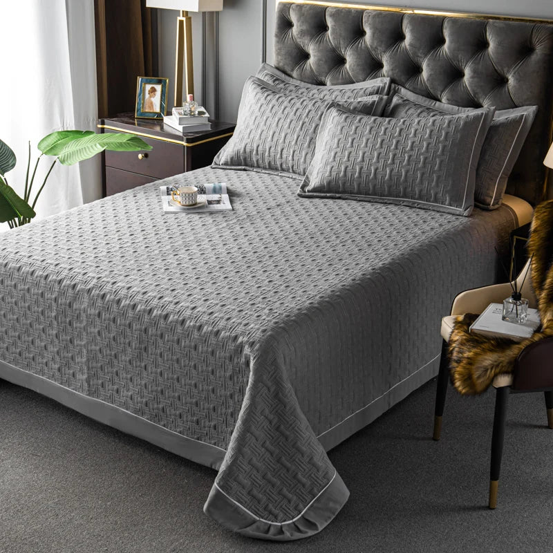 Quilted Padded Continental Bed Cover Three Piece Set