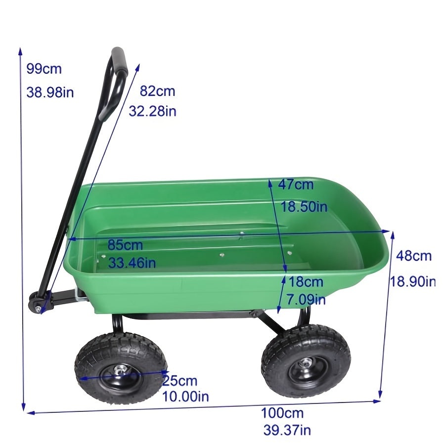 Garden Dump Cart, Steel Frame Pneumatic Tires Lawn Yard Farm Utility Wagon for Garden, Patio and Yard Use — image 8