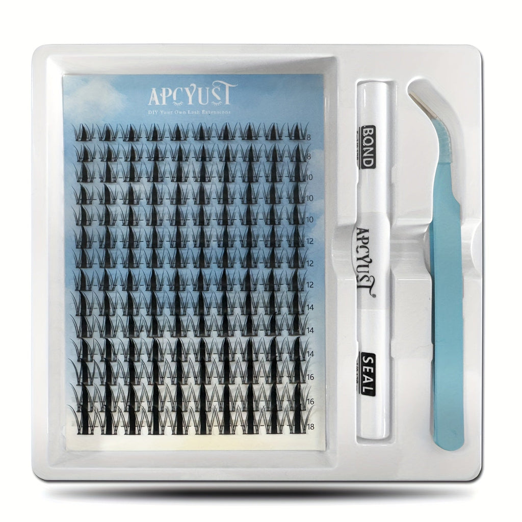 C-Curl Spike Lash Extension Kit with 140 Clusters in Mixed 8-18mm Lengths, Adhesive Tube and Curved Applicator — image 14