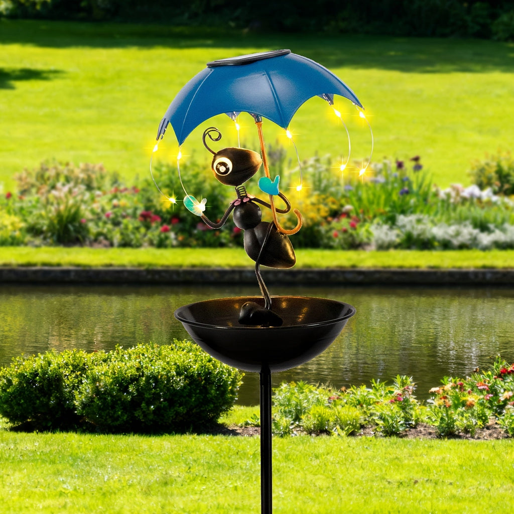 Solar Frog Statue Garden Light with Bird Feeder & LED String Decor, for Garden, Pathway and Patio Lighting — image 10