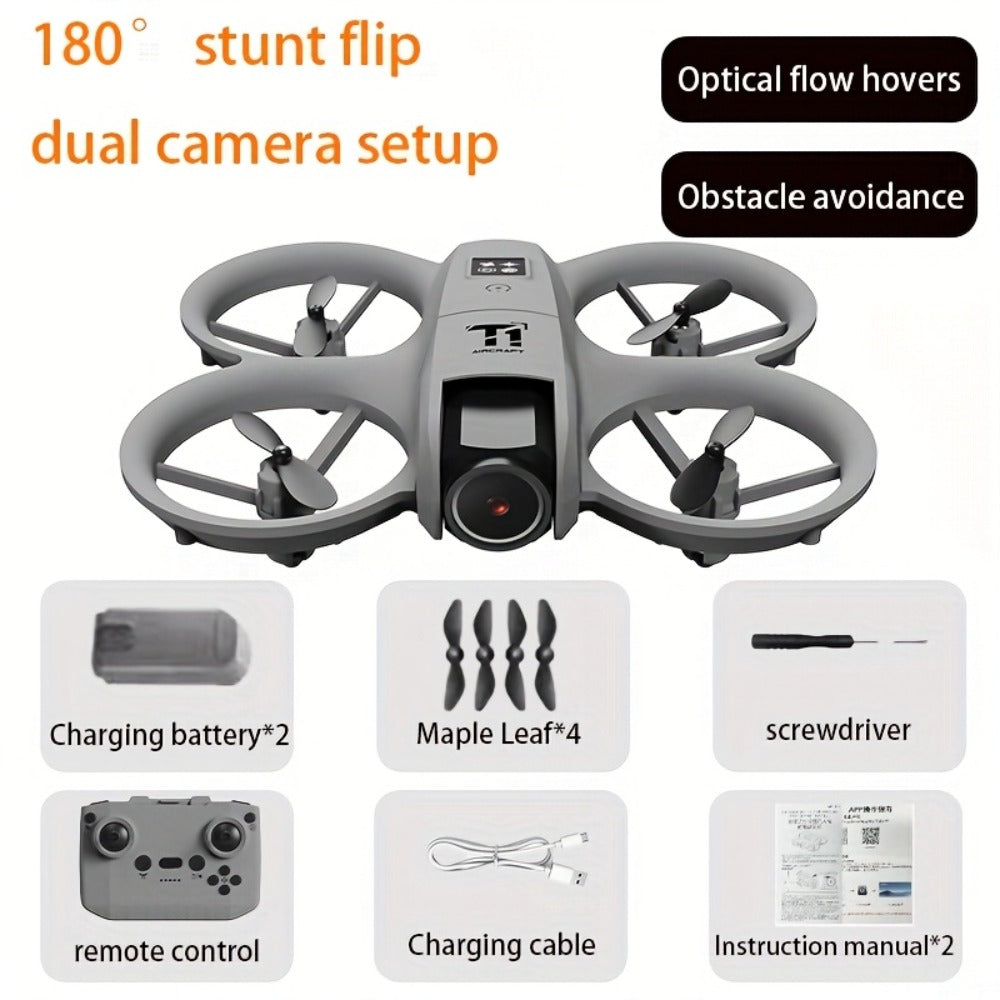 180° Rotating Dual Camera Drone Optical Flow Positioning Gyroscope Stabilization 360° Roll One-Button Takeoff Landing Calibra
