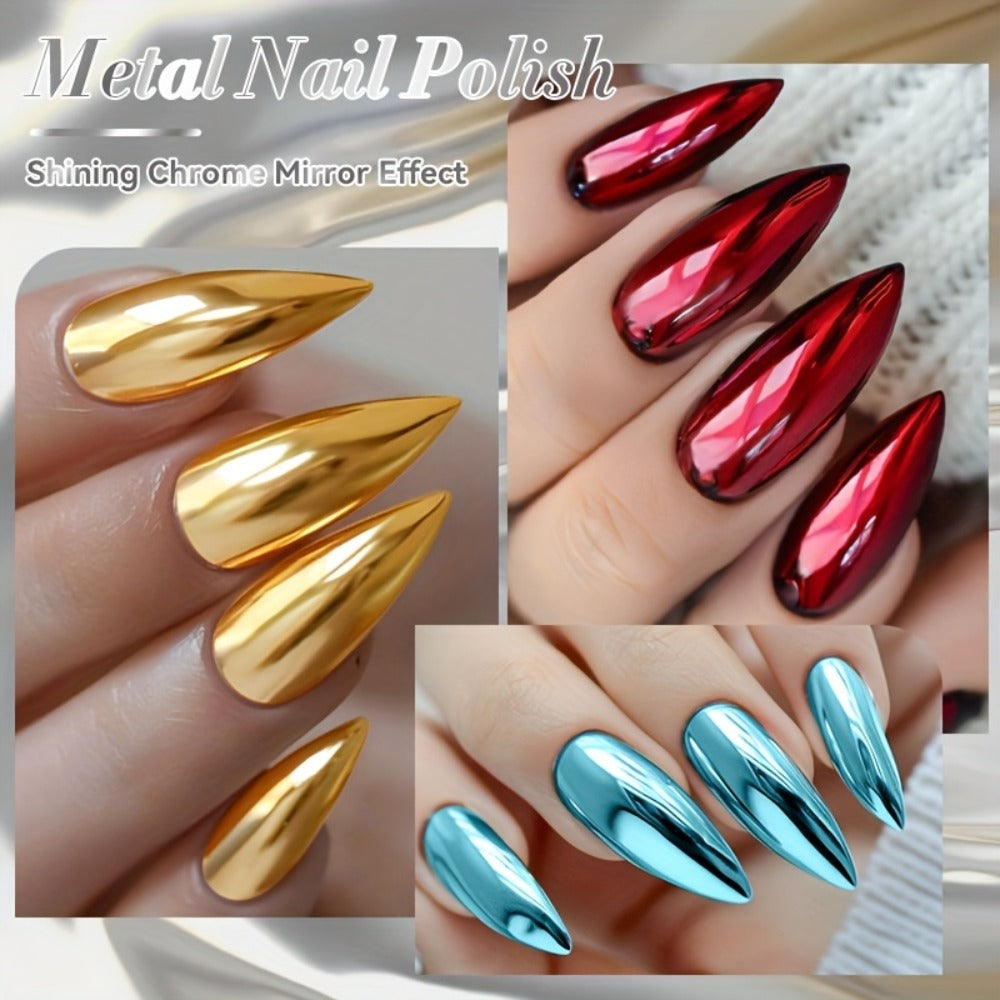 Eight-Piece Metallic Nail Polish Set with JS01–JS08 Mirror-Color Shades in 0.24 oz Glass Bottles — image 7
