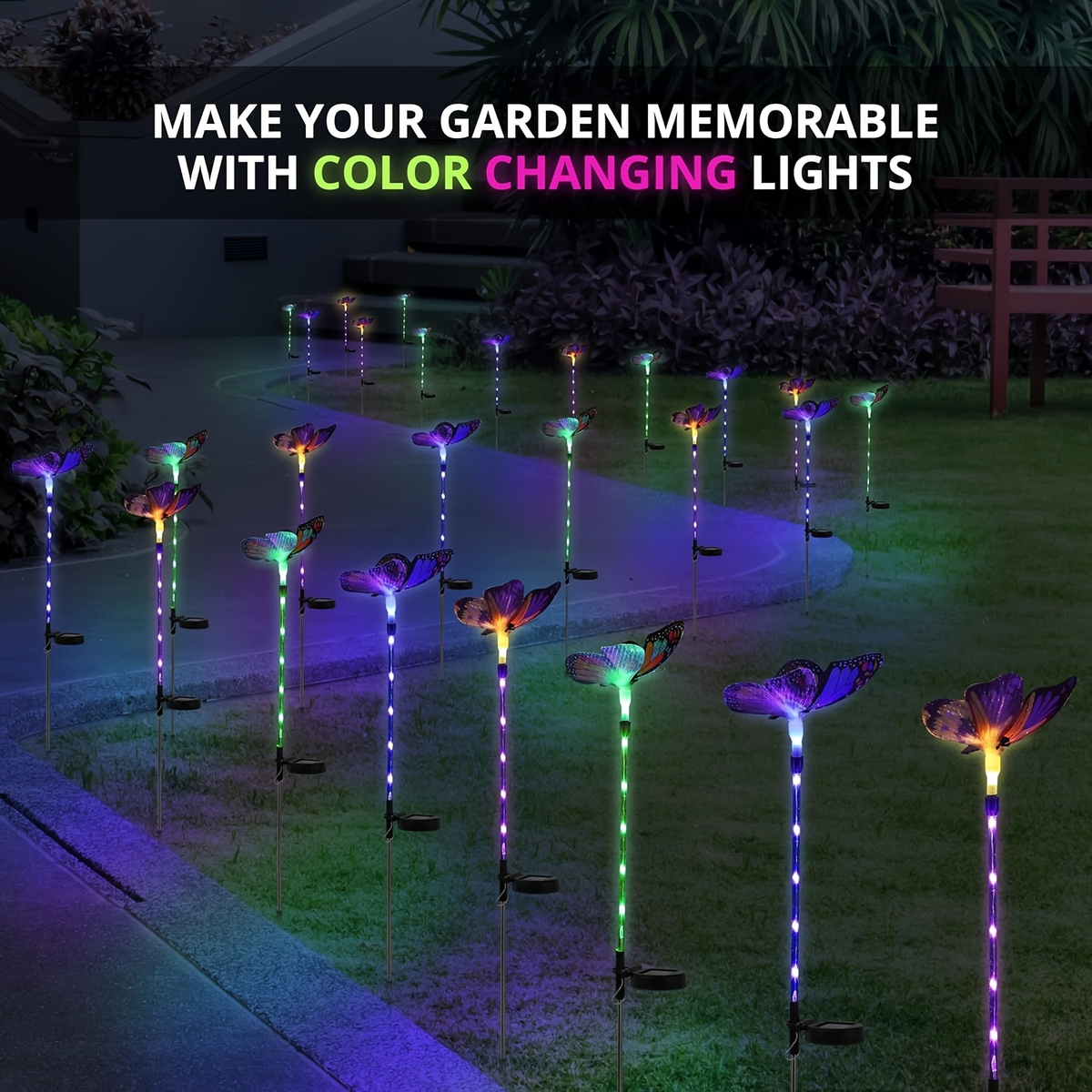 Solar Garden Lights Butterfly Stakes with Color-Changing LEDs in 3- or 6-Pack Sets for Lawn Decor — image 9