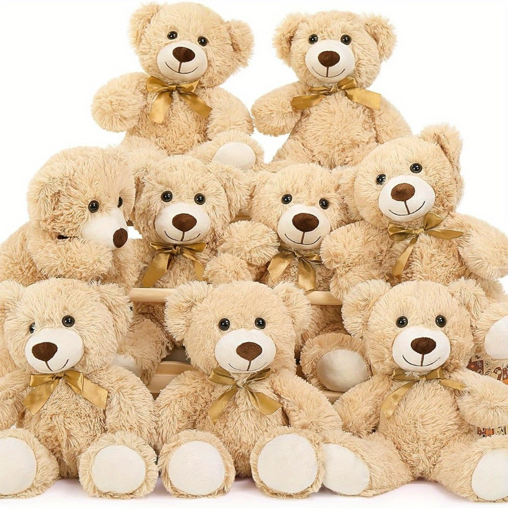 Stuffed Animal Mini Teddy Bear Set of Eight in Khaki Beige for Party Favors, Gift Bags and Events — image 1