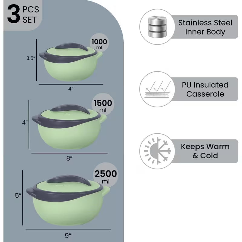 3-Piece Insulated Casserole Dish Set with Lids