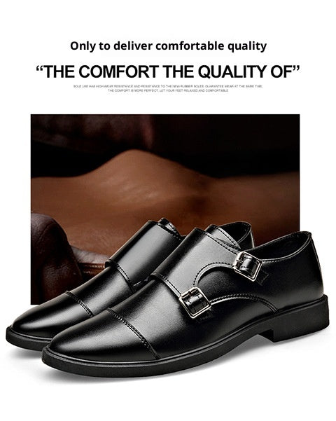 Large Size Soft Bottom Men's All-match Metal Slip-on Leather Shoes